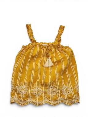 THML Mustard Yellow Embroidered Tassel Tank